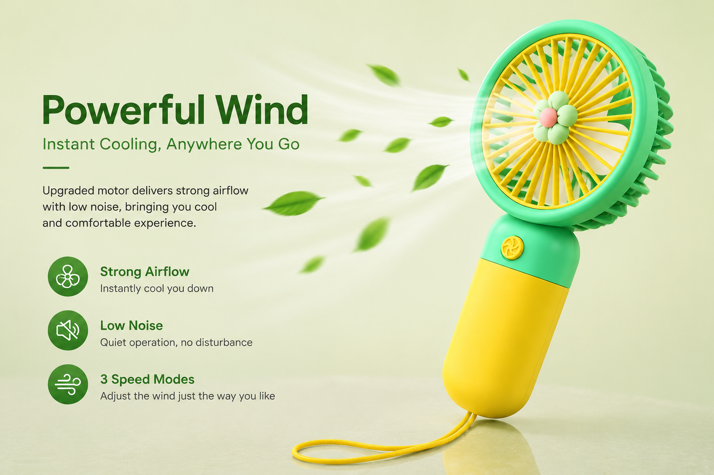 Portable, Handheld Fan for Outdoor Travel