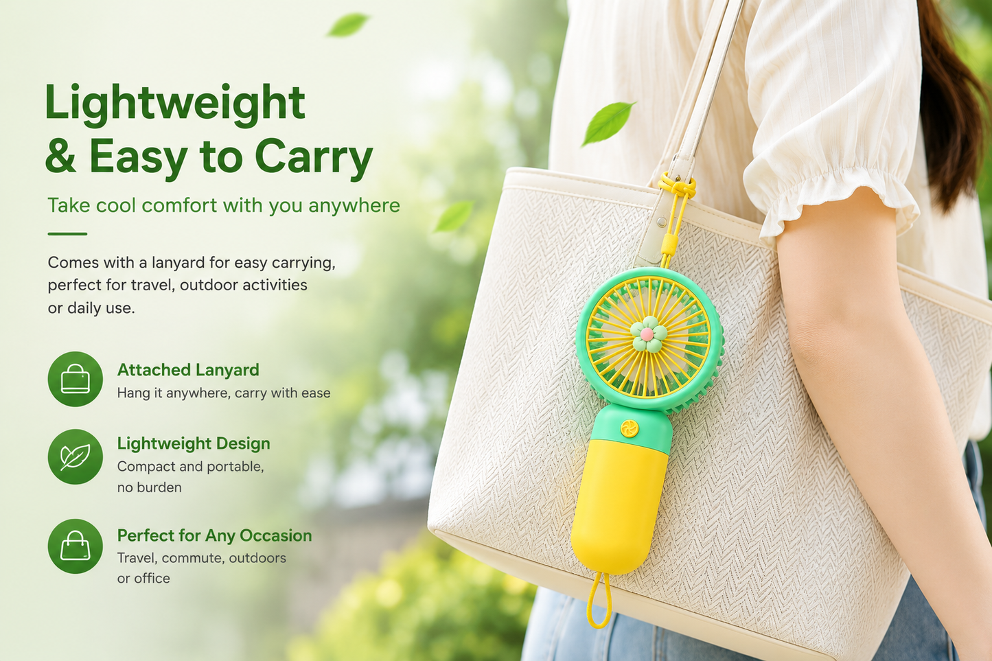 Portable, Handheld Fan for Outdoor Travel