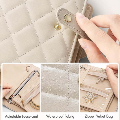 Luxury Portable Leather Jewelry Storage Book.