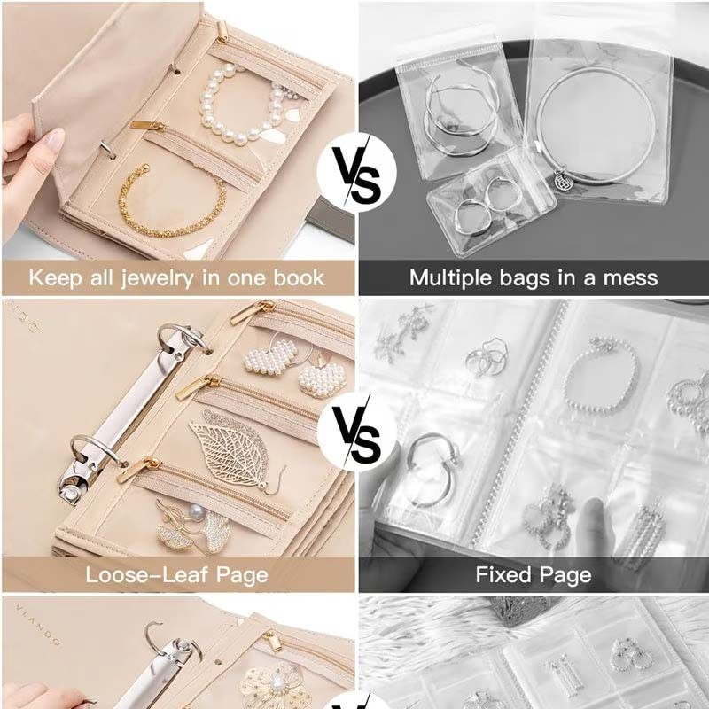 Luxury Portable Leather Jewelry Storage Book.