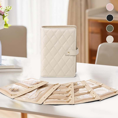 Luxury Portable Leather Jewelry Storage Book.